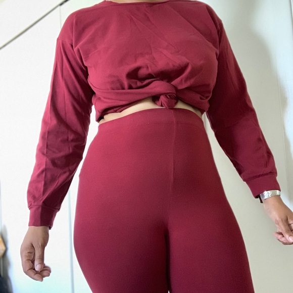 Burgundy “Biker Short” Set. - Picture 6 of 7
